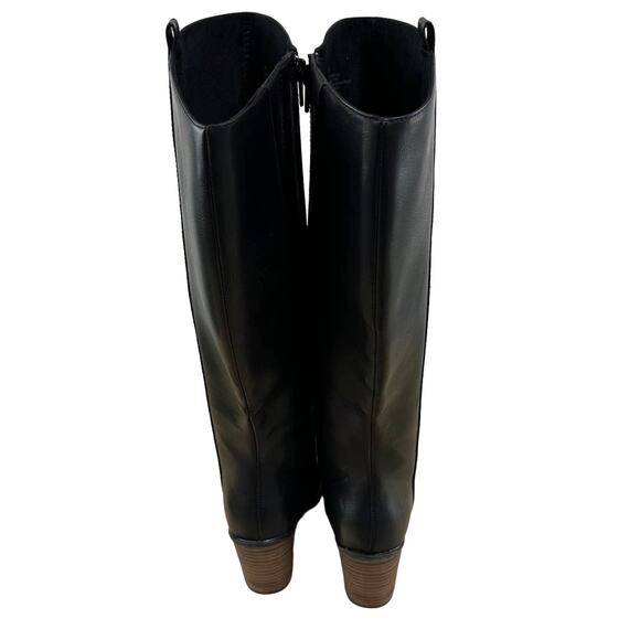 Korks NWOB Harley Tall Black Boot Size 6M Side Zip Pull Tab Tapered Stacked Heel - Picture 3 of 8